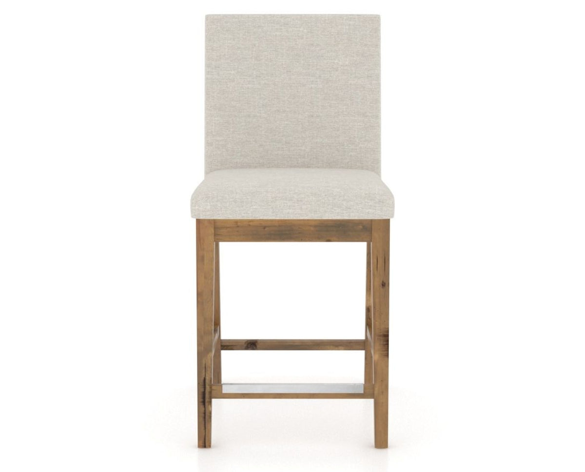 Canadel Champlain Upholstered Counter Stool 8002 in TB Fabric and 03 Oak Washed, front view