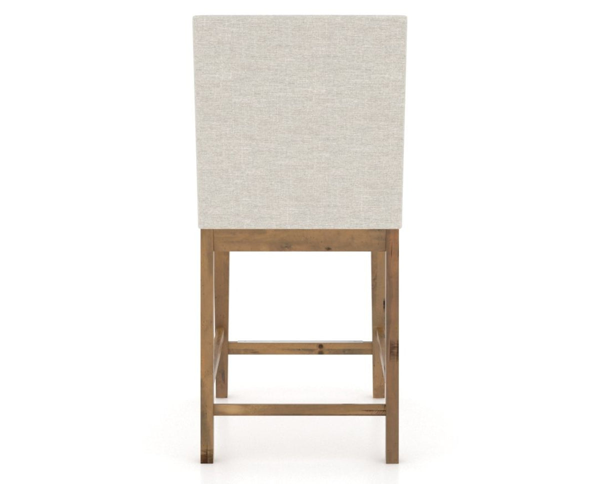 Canadel Champlain Upholstered Counter Stool 8002 in TB Fabric and 03 Oak Washed, back view