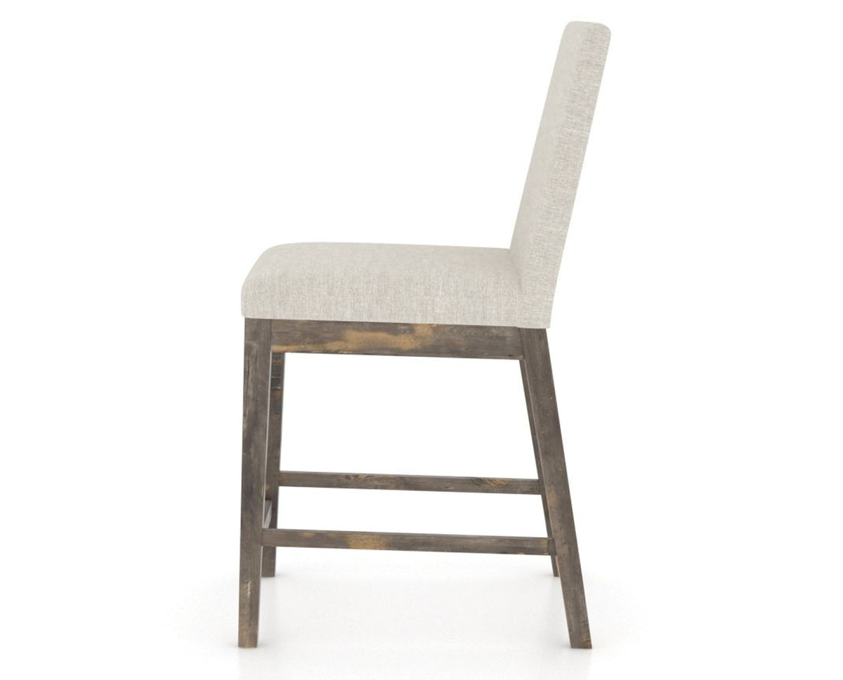 Canadel Champlain Upholstered Counter Stool 8002 in TB Fabric and 08 Shadow, side view