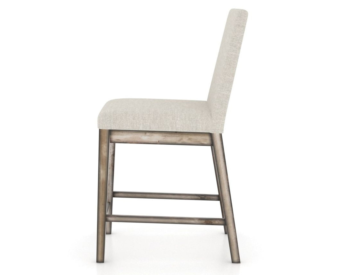 Canadel Champlain Upholstered Counter Stool 8002 in TB Fabric and 72 Heritage Nature, side view