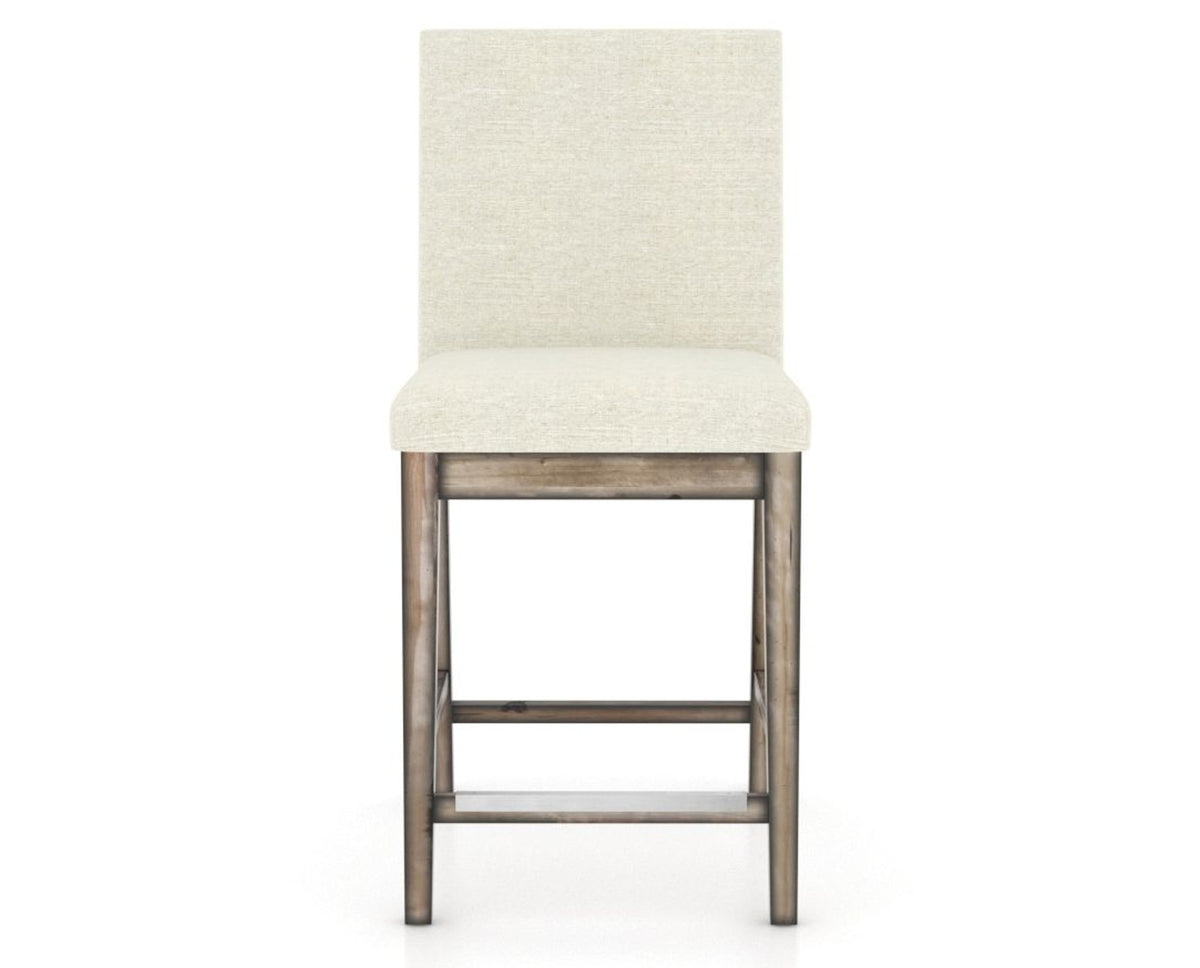 Canadel Champlain Upholstered Counter Stool 8002 in TW Fabric and 72 Heritage Nature, front view