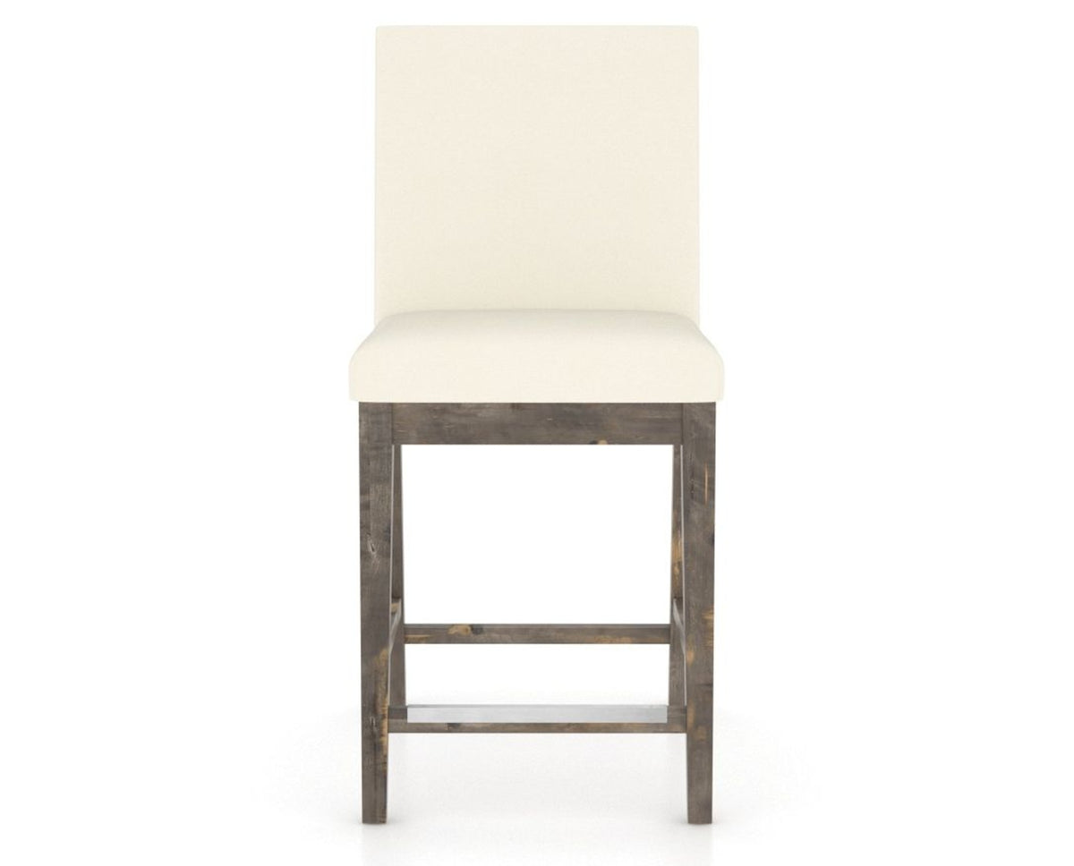 Canadel Champlain Upholstered Counter Stool 8002 in YJ Faux Leather and 08 Shadow, front view