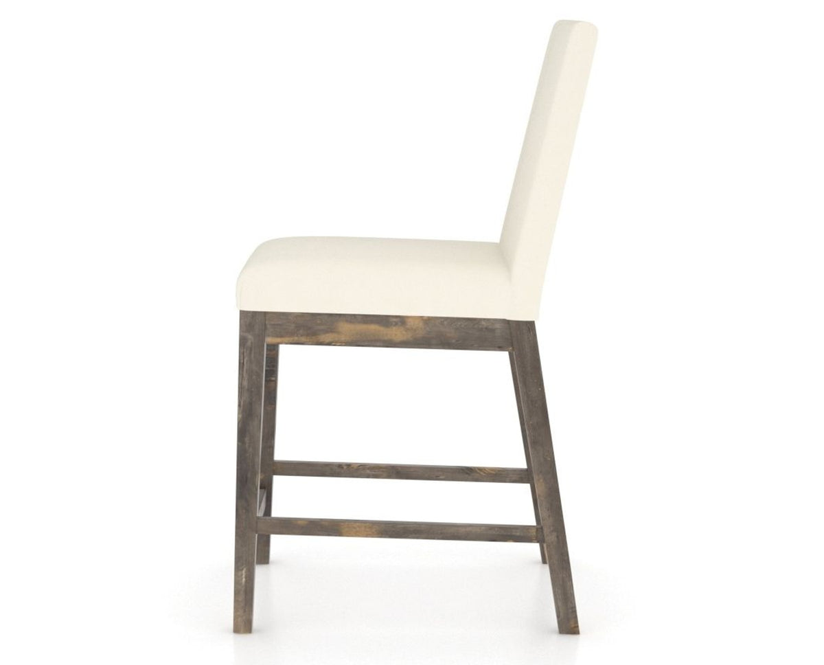 Canadel Champlain Upholstered Counter Stool 8002 in YJ Faux Leather and 08 Shadow, side view