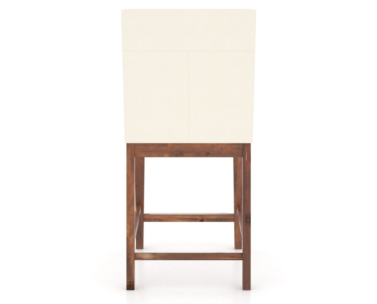 Canadel Champlain Upholstered Counter Stool 8002 in YJ Faux Leather and 33 Spice Washed, back view