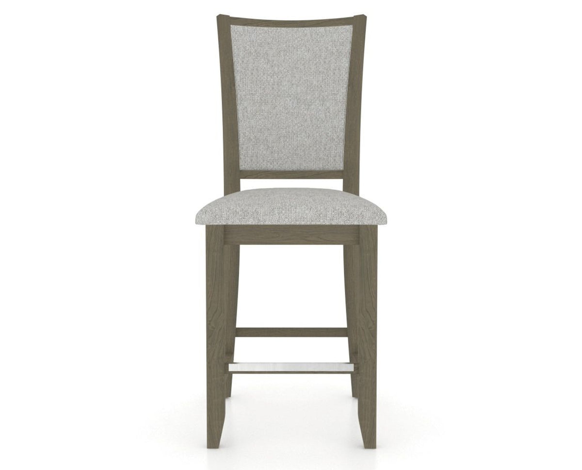 Canadel Upholstered Counter Stool 8003 in 7C Fabric and 08 Shadow and Fixed Base, front view