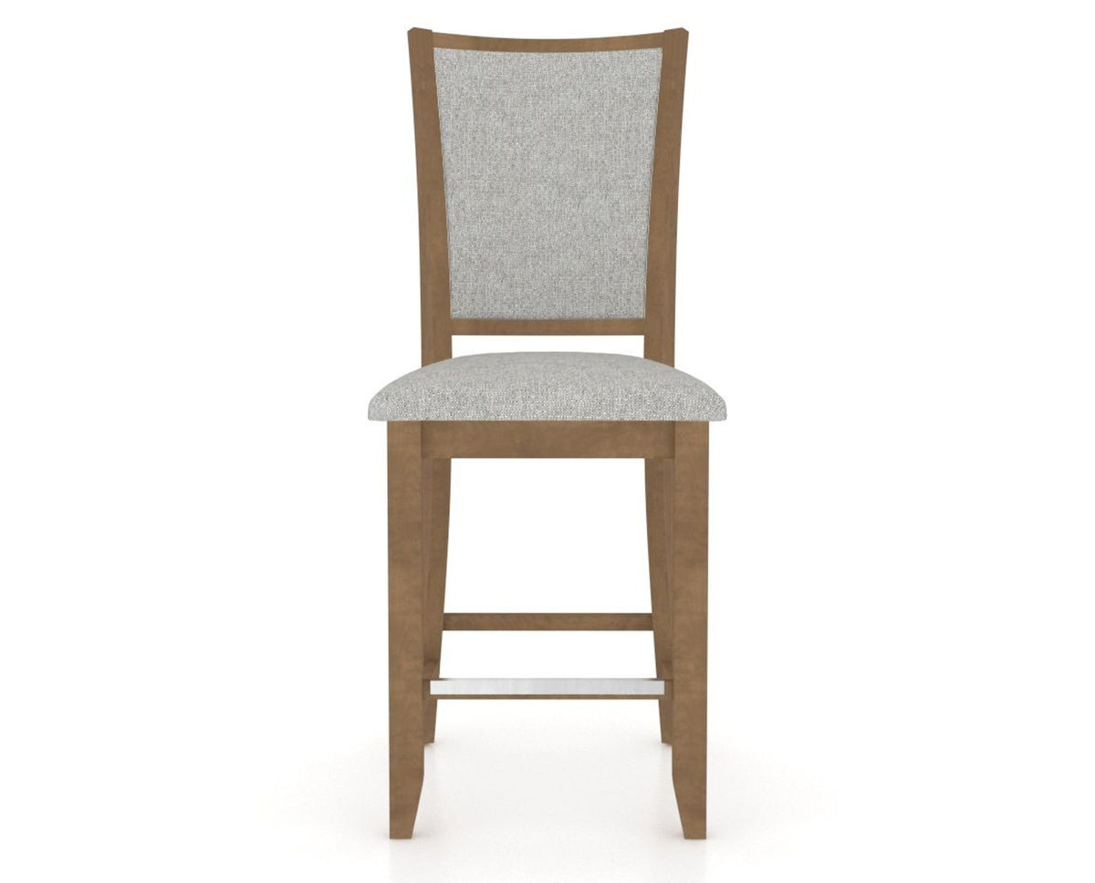 Canadel Upholstered Counter Stool 8003 in 7C Fabric and 25 Pecan Washed and Fixed Base, front view