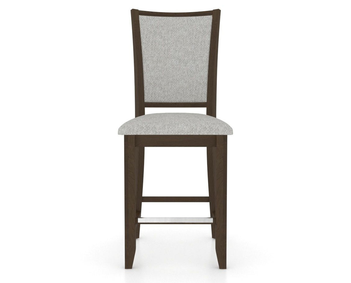 Canadel Upholstered Counter Stool 8003 in 7C Fabric and 29 Hazelnut Washed and Fixed Base, front view