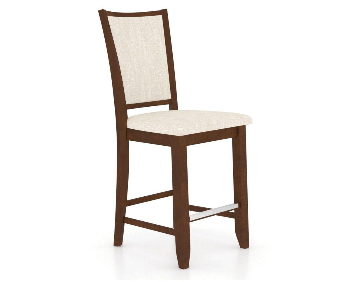 Canadel Upholstered Counter Stool 8003 in FT InsideOut® and 19 Cognac Washed and Fixed Base, three-quarter view