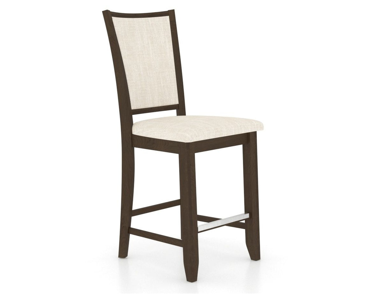 Canadel Upholstered Counter Stool 8003 in FT InsideOut® and 29 Hazelnut Washed and Fixed Base, three-quarter view