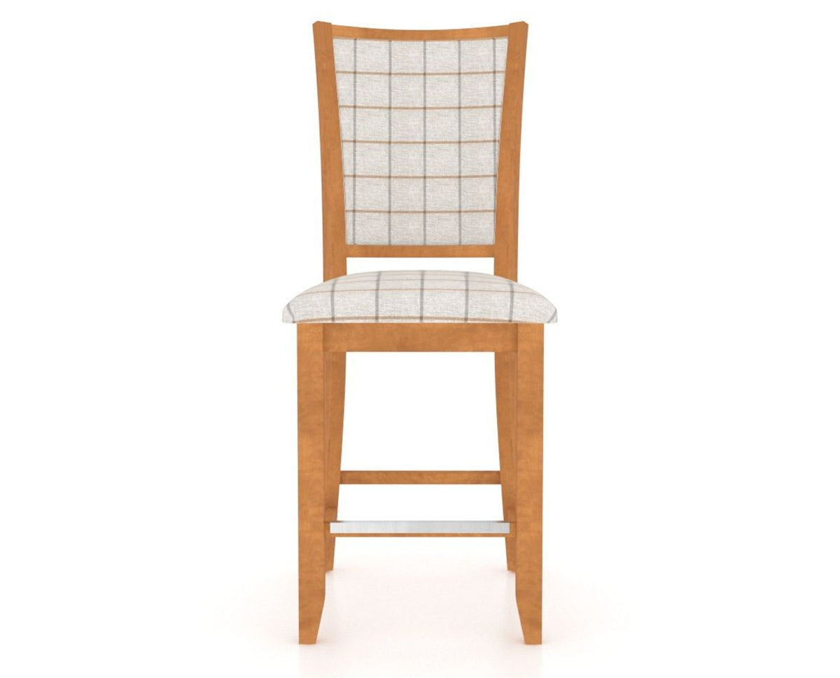 Canadel Upholstered Counter Stool 8003 in OZ Fabric and 01 Honey Washed and Fixed Base, front view