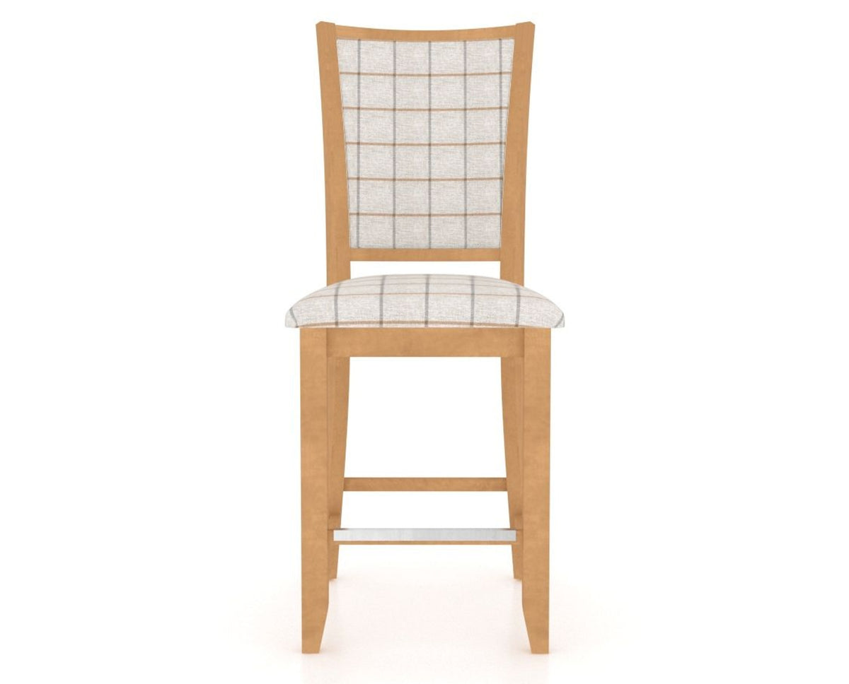 Canadel Upholstered Counter Stool 8003 in OZ Fabric and 20 Caramel Washed and Fixed Base, front view