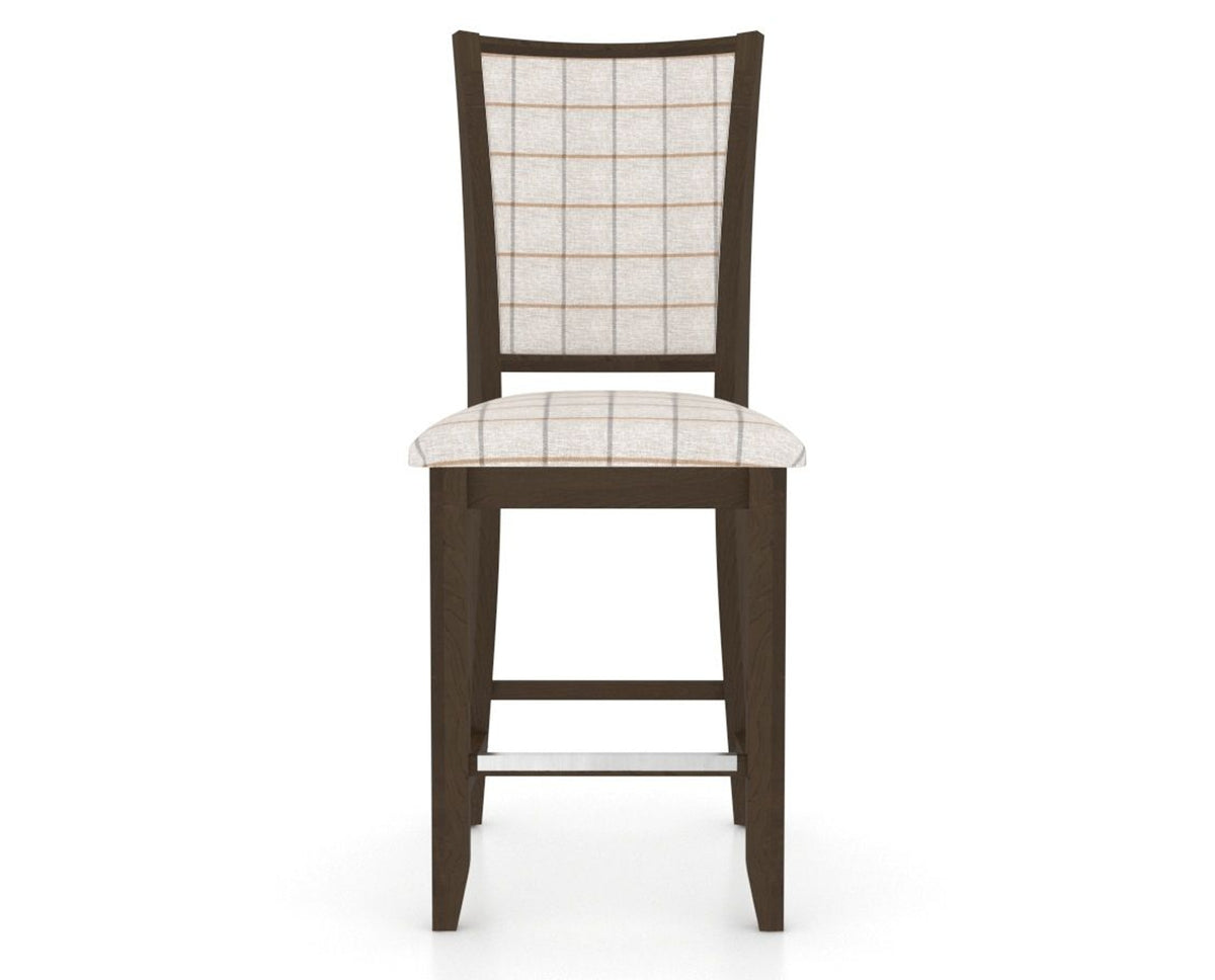 Canadel Upholstered Counter Stool 8003 in OZ Fabric and 29 Hazelnut Washed and Fixed Base, front view