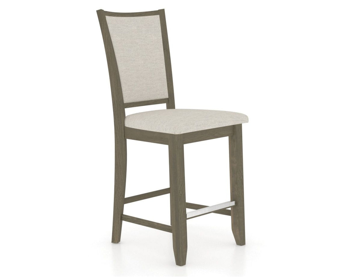 Canadel Upholstered Counter Stool 8003 in TB Fabric and 08 Shadow and Fixed Base, three-quarter view