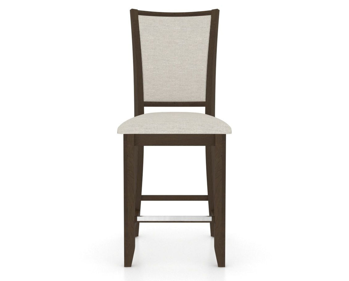 Canadel Upholstered Counter Stool 8003 in TB Fabric and 29 Hazelnut Washed and Fixed Base, front view