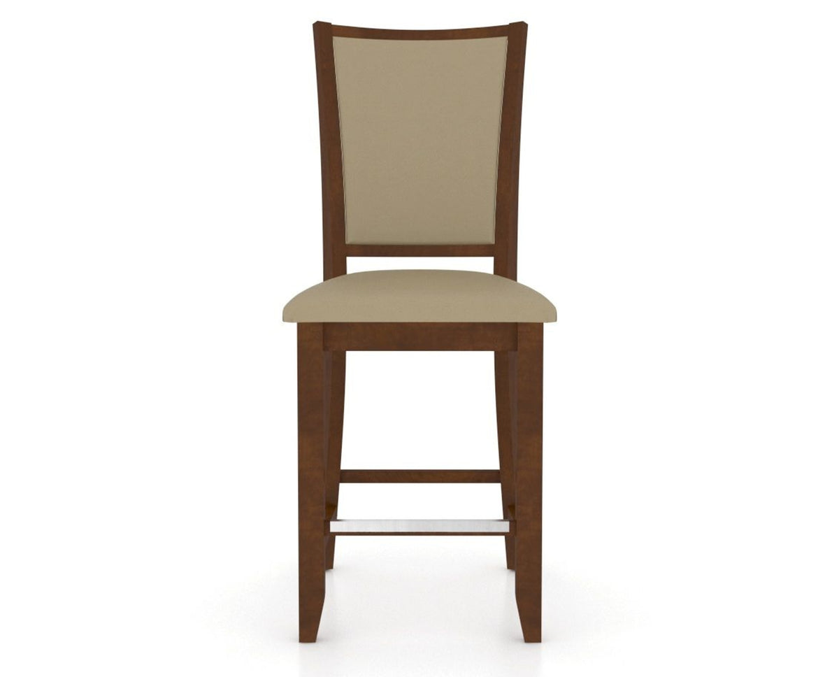 Canadel Upholstered Counter Stool 8003 in XY Faux Leather and 19 Cognac Washed and Fixed Base, front view