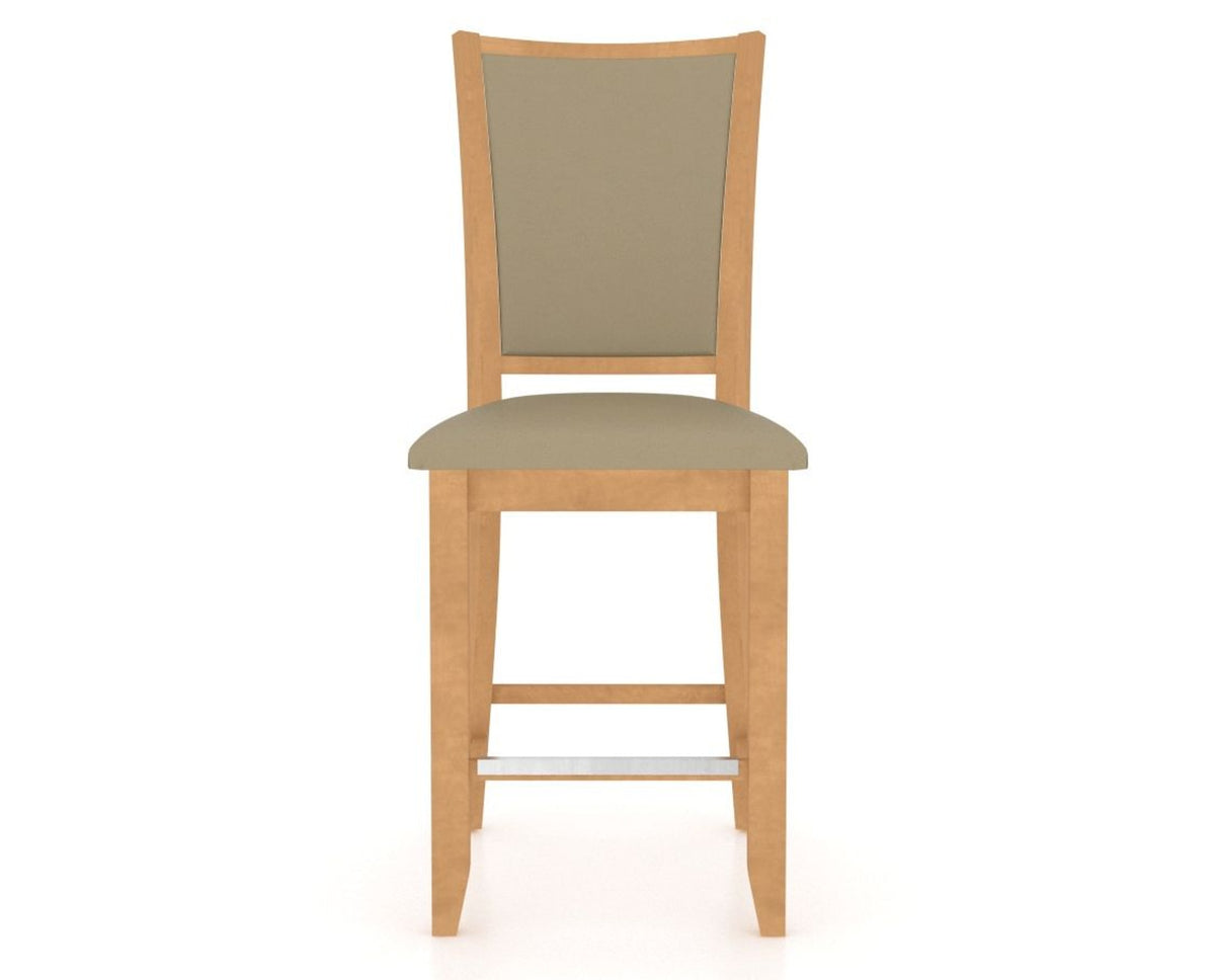 Canadel Upholstered Counter Stool 8003 in XY Faux Leather and 20 Caramel Washed and Fixed Base, front view