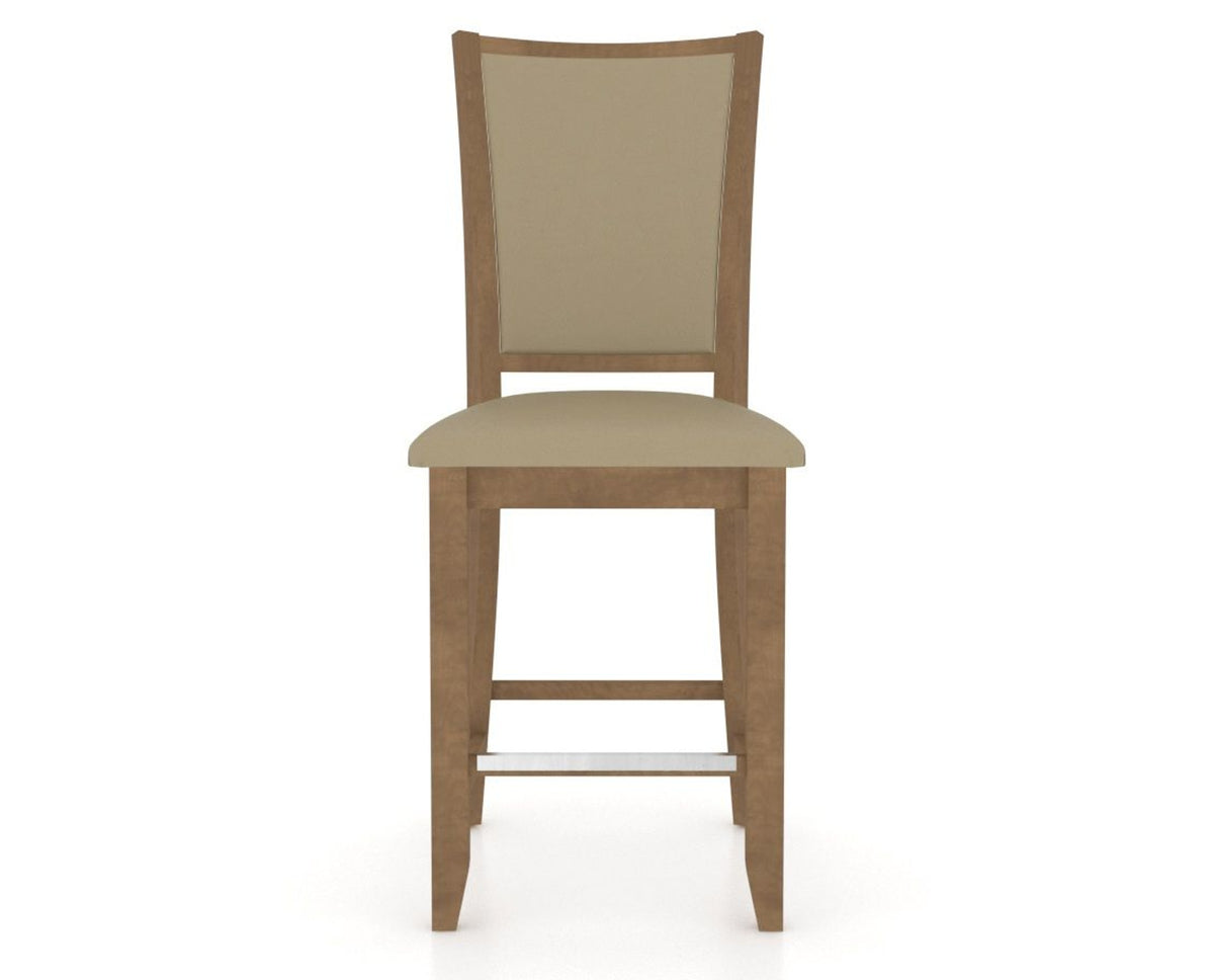 Canadel Upholstered Counter Stool 8003 in XY Faux Leather and 25 Pecan Washed and Fixed Base, front view