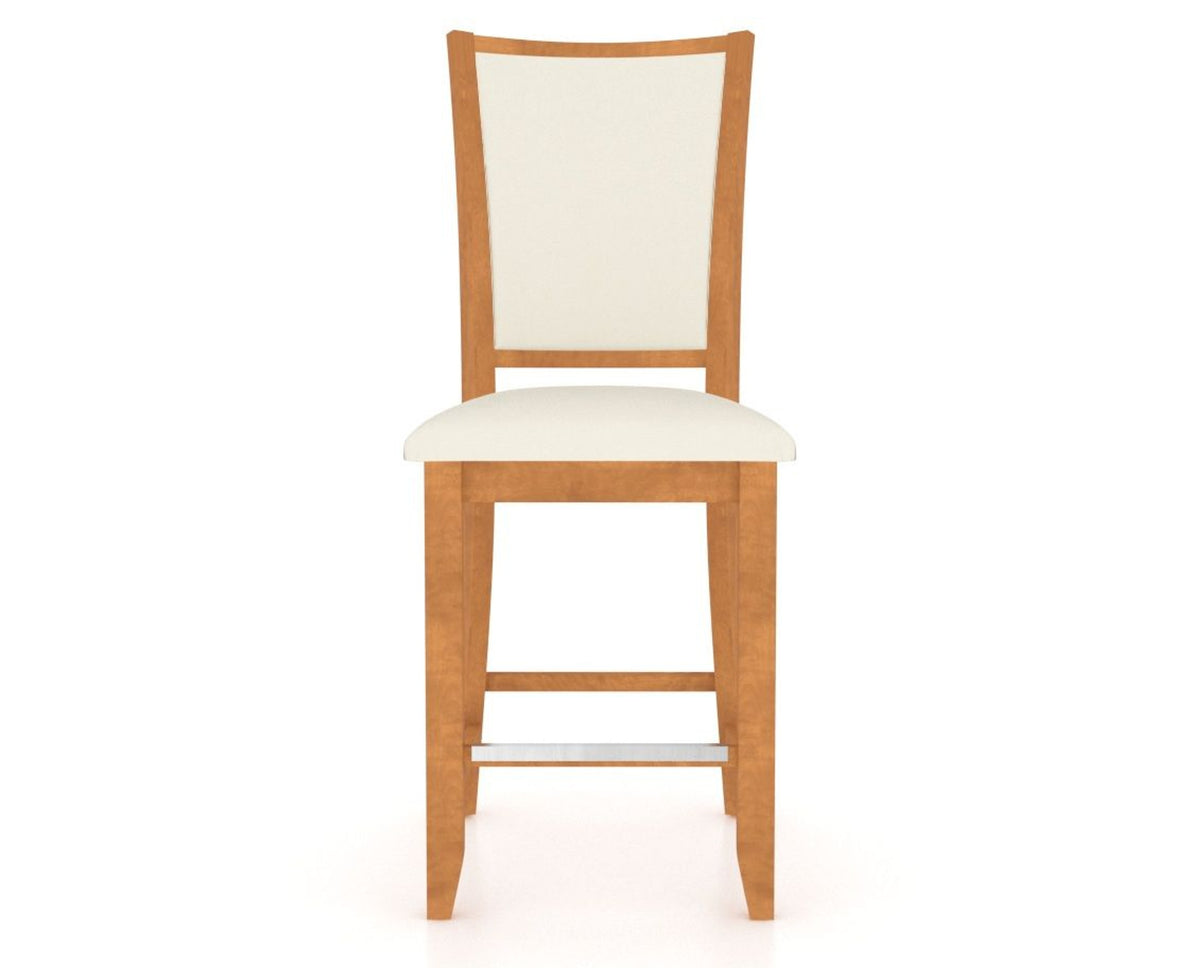Canadel Upholstered Counter Stool 8003 in YJ Faux Leather and 01 Honey Washed and Fixed Base, front view