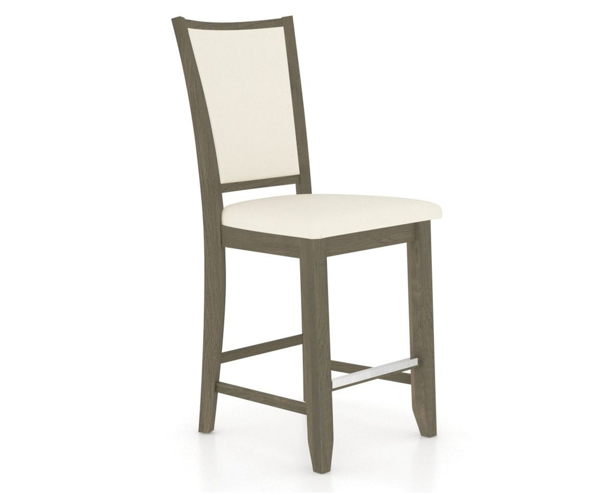 Canadel Upholstered Counter Stool 8003 in YJ Faux Leather and 08 Shadow and Fixed Base, three-quarter view
