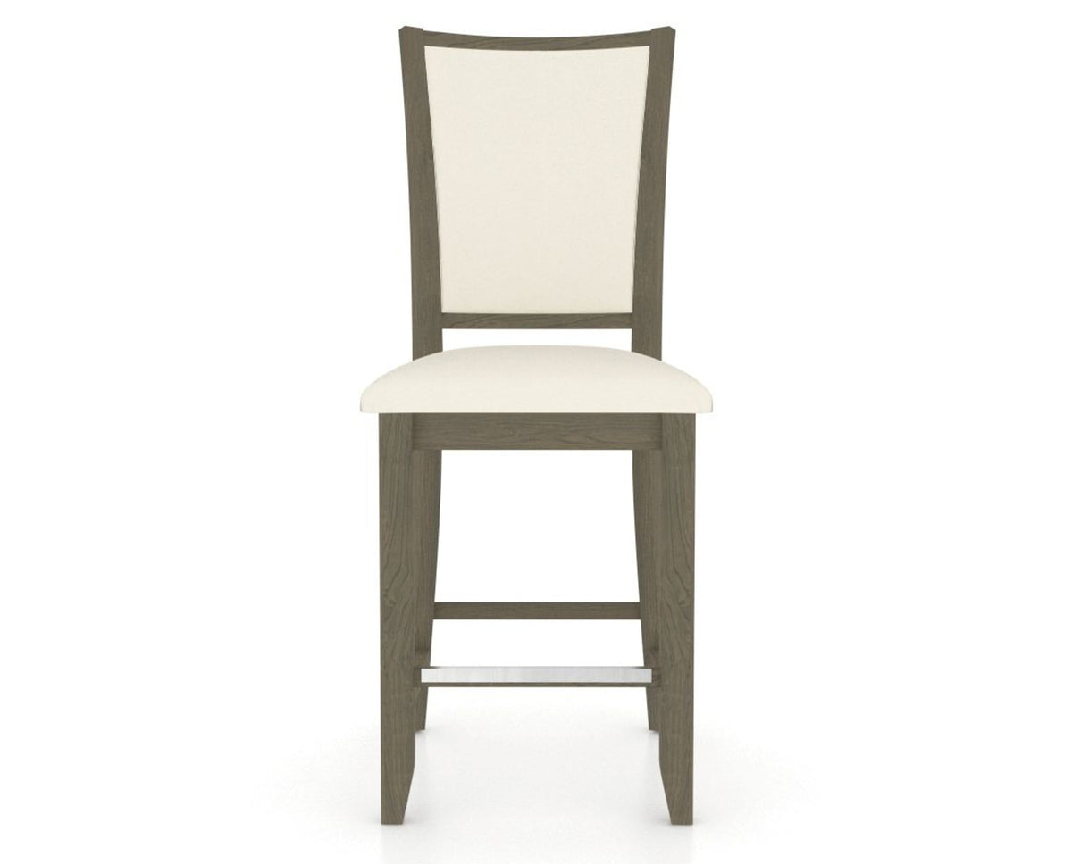 Canadel Upholstered Counter Stool 8003 in YJ Faux Leather and 08 Shadow and Fixed Base, front view
