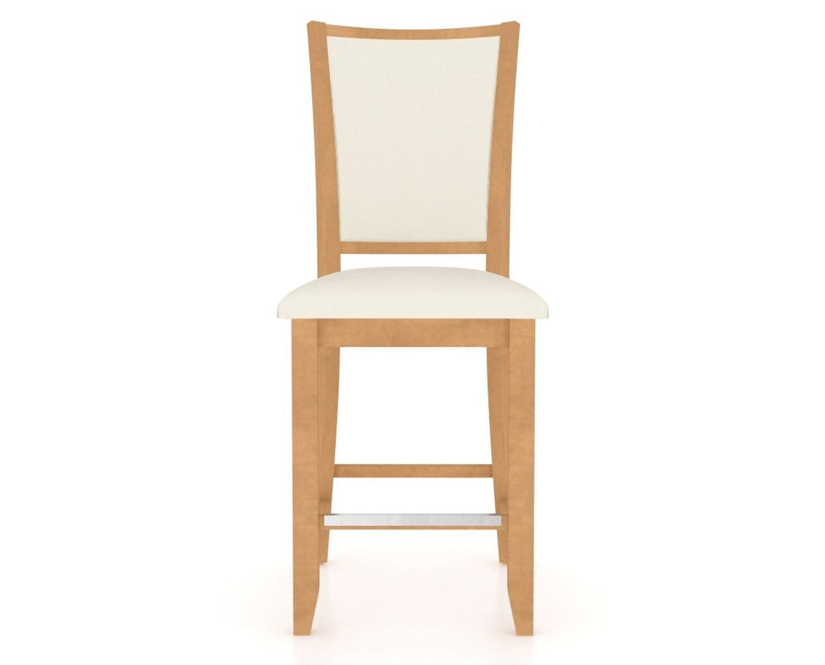 Canadel Upholstered Counter Stool 8003 in YJ Faux Leather and 20 Caramel Washed and Fixed Base, front view