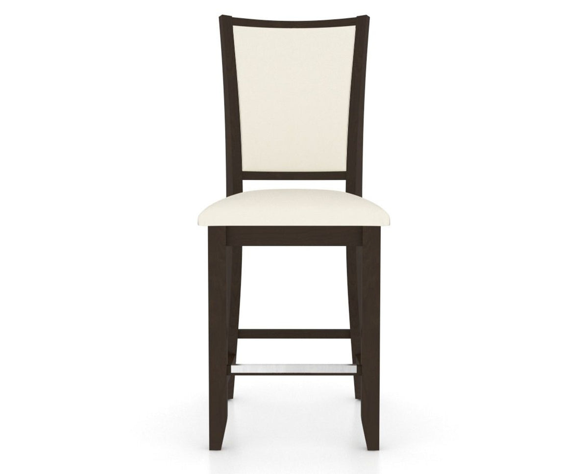 Canadel Upholstered Counter Stool 8003 in YJ Faux Leather and 59 Davy's Grey and Fixed Base, front view