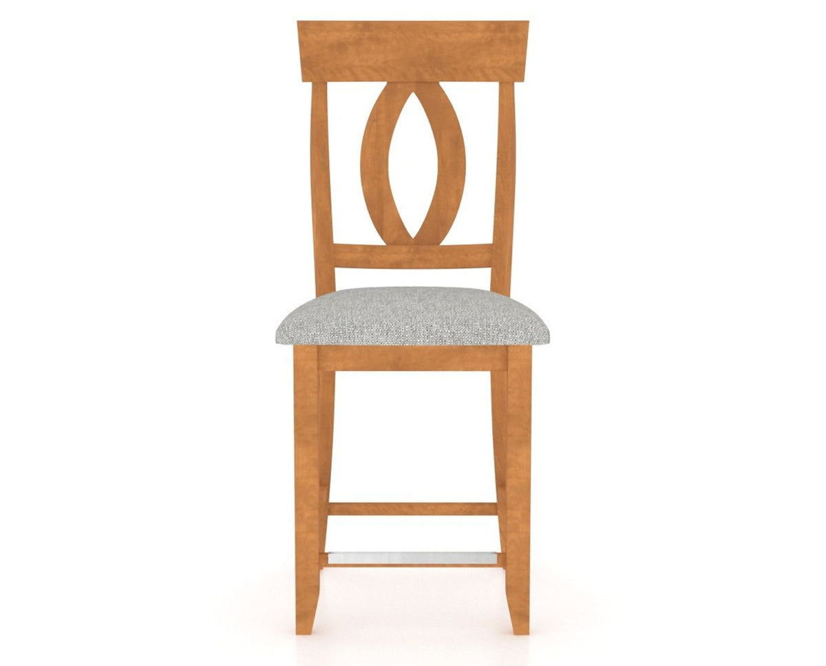 Canadel Upholstered Counter Stool 8100 in 7C Fabric and 01 Honey Washed and Fixed Base, front view