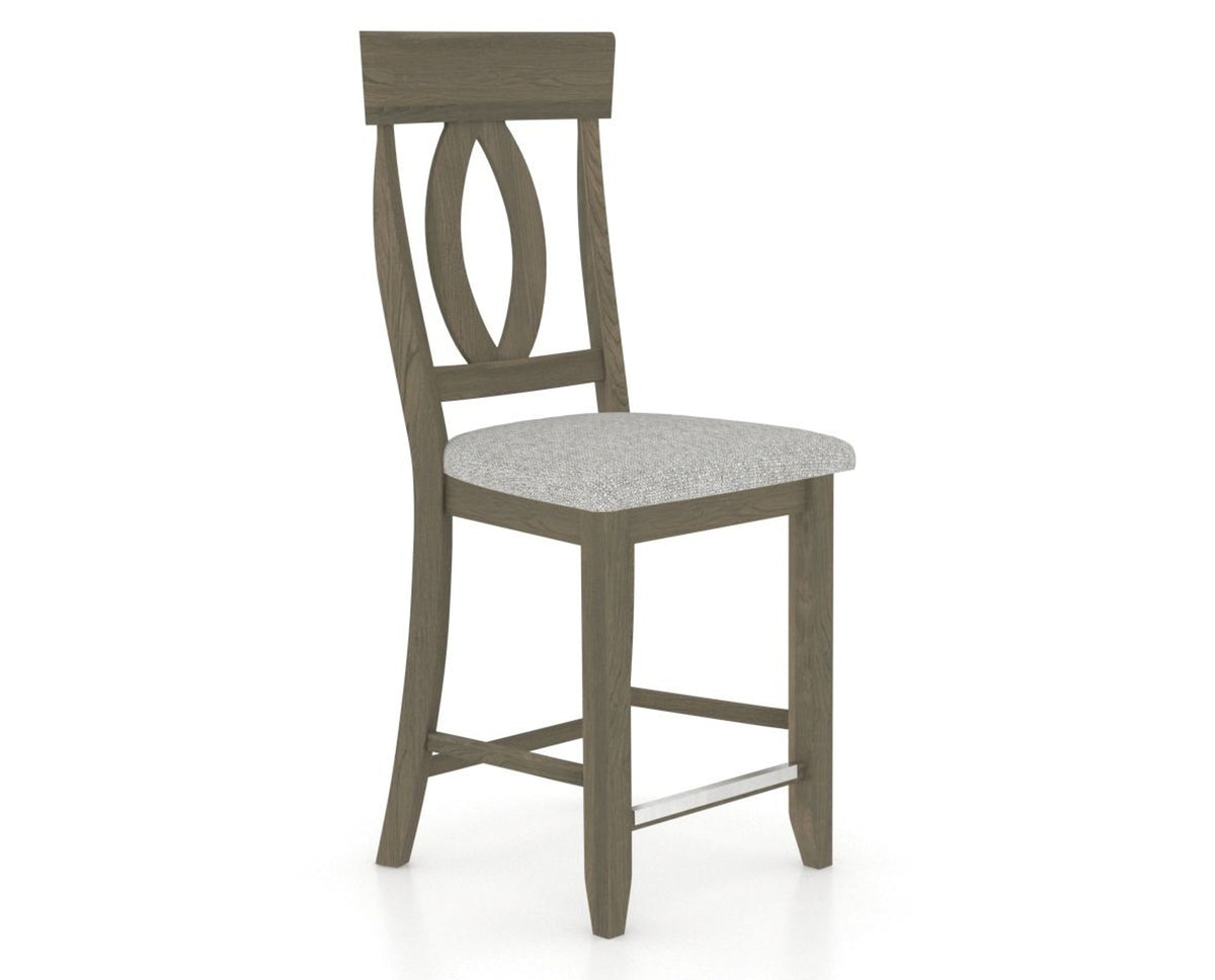 Canadel Upholstered Counter Stool 8100 in 7C Fabric and 08 Shadow and Fixed Base, three-quarter view