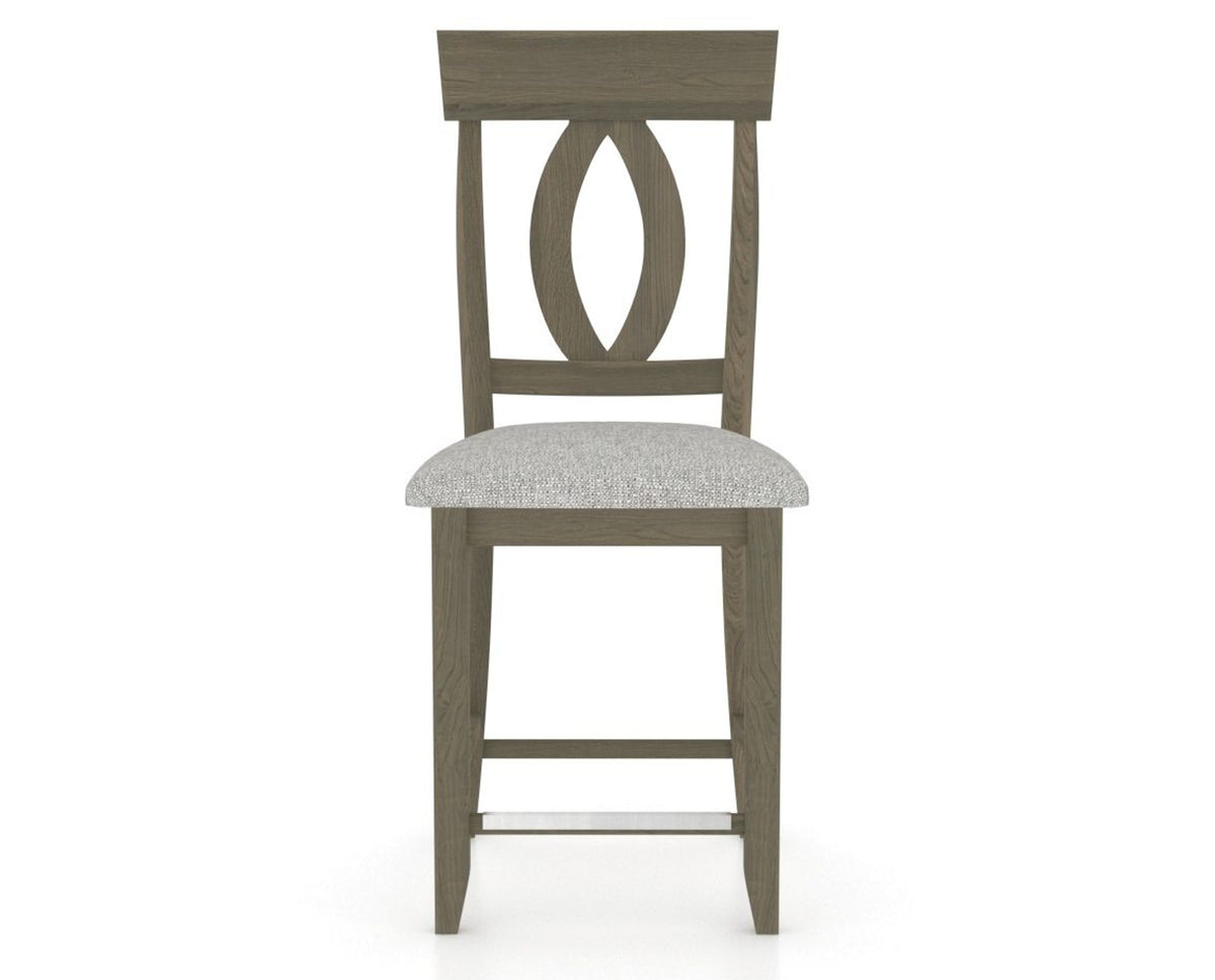 Canadel Upholstered Counter Stool 8100 in 7C Fabric and 08 Shadow and Fixed Base, front view