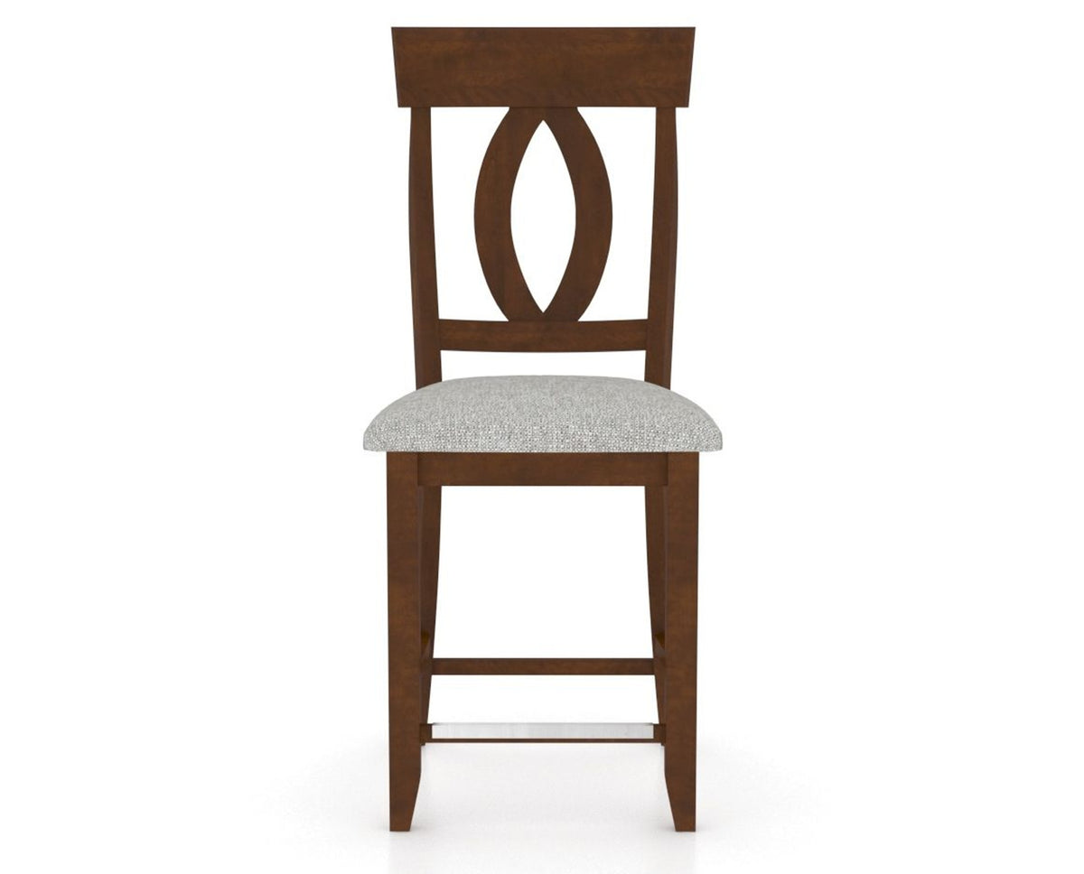 Canadel Upholstered Counter Stool 8100 in 7C Fabric and 19 Cognac Washed and Fixed Base, front view