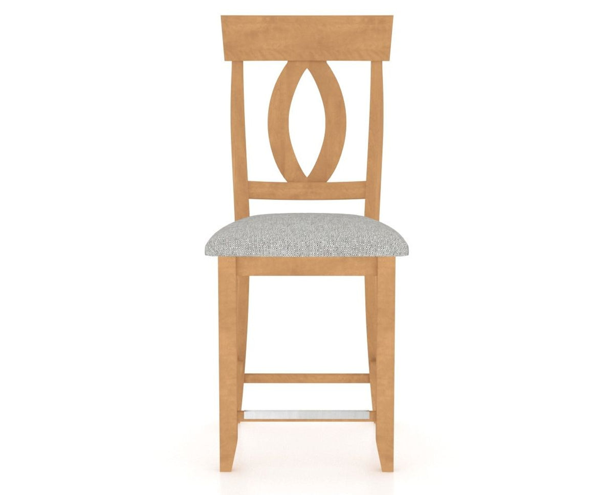 Canadel Upholstered Counter Stool 8100 in 7C Fabric and 20 Caramel Washed and Fixed Base, front view