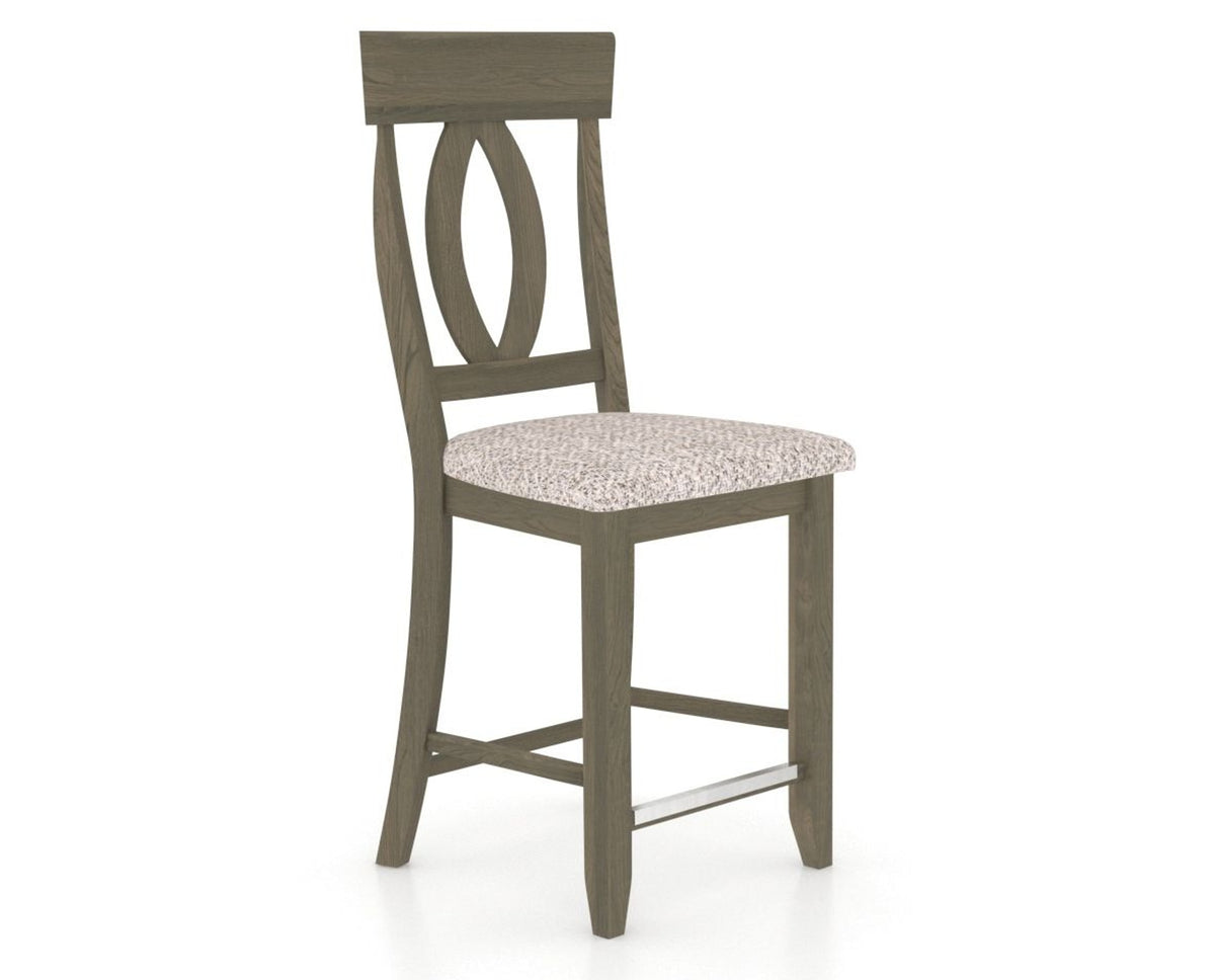 Canadel Upholstered Counter Stool 8100 in FP Crypton® and 08 Shadow and Fixed Base, three-quarter view