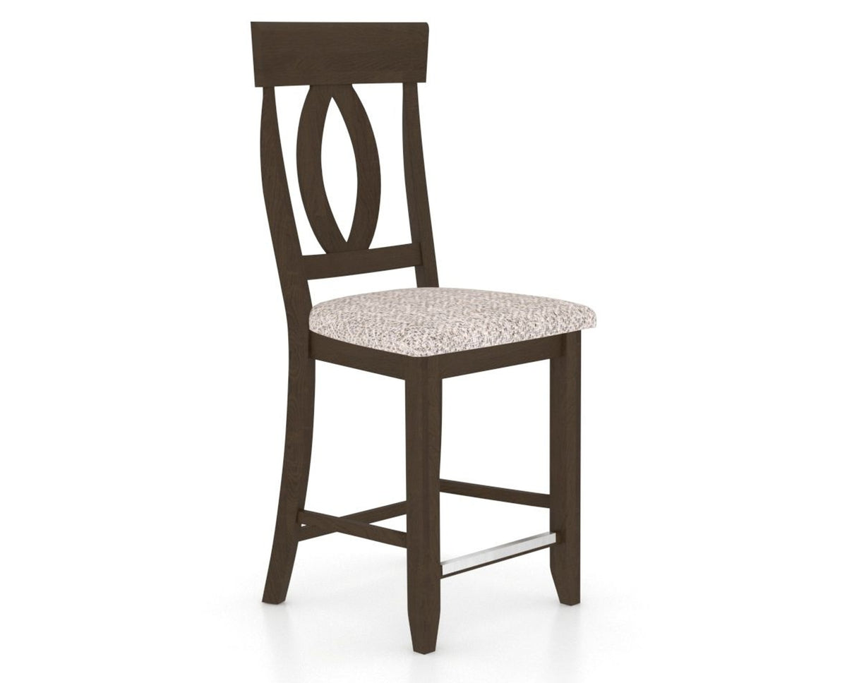Canadel Upholstered Counter Stool 8100 in FP Crypton® and 29 Hazelnut Washed and Fixed Base, three-quarter view