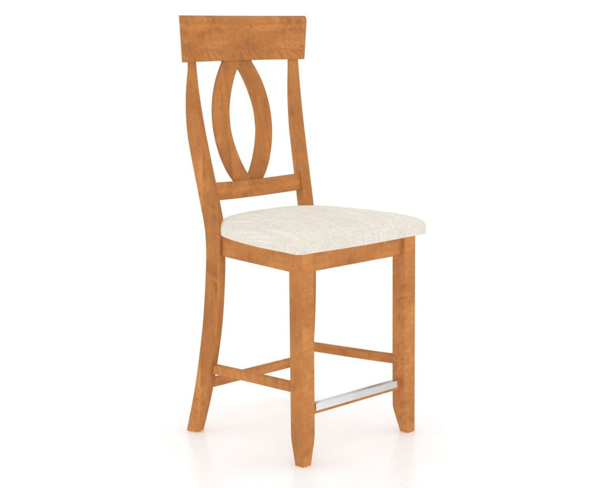 Canadel Upholstered Counter Stool 8100 in FT InsideOut® and 01 Honey Washed and Fixed Base, three-quarter view