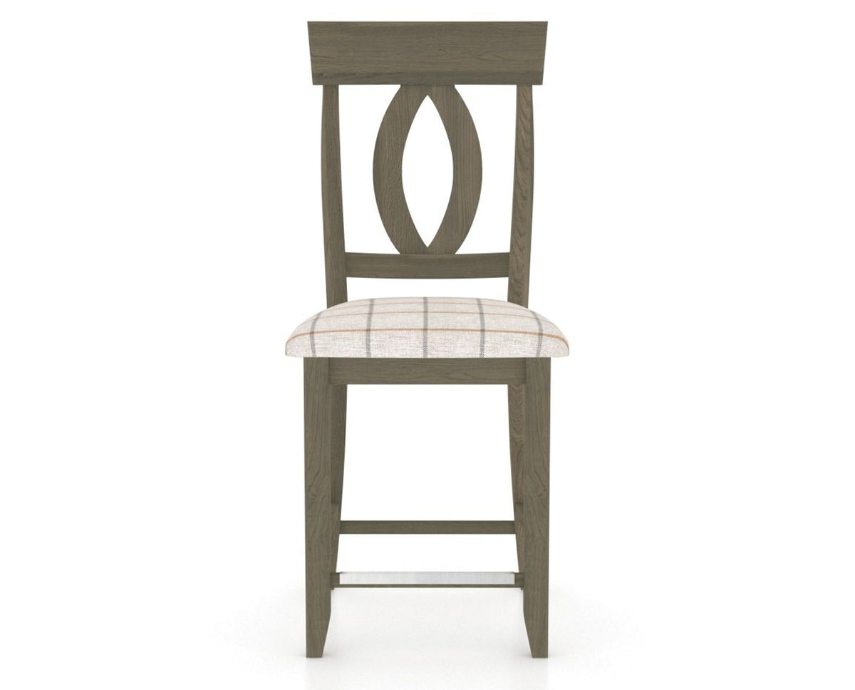 Canadel Upholstered Counter Stool 8100 in OZ Fabric and 08 Shadow and Fixed Base, front view