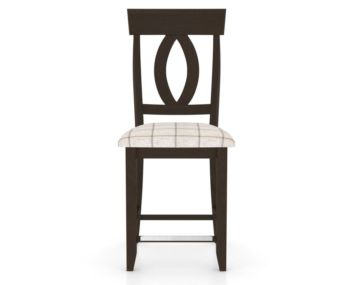 Canadel Upholstered Counter Stool 8100 in OZ Fabric and 59 Davy's Grey and Fixed Base, front view