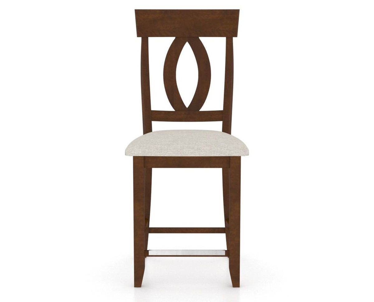 Canadel Upholstered Counter Stool 8100 in TB Fabric and 19 Cognac Washed and Fixed Base, front view