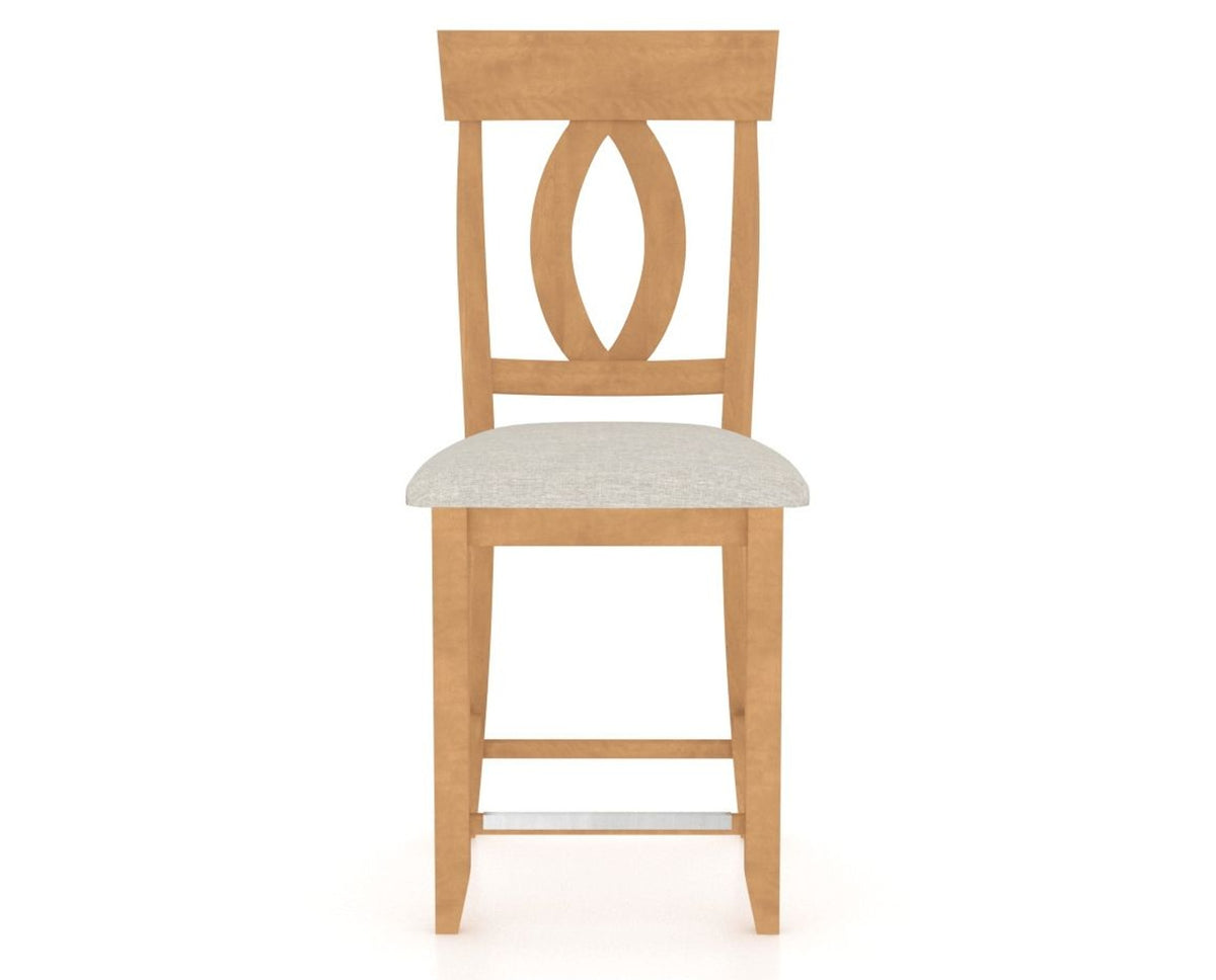 Canadel Upholstered Counter Stool 8100 in TB Fabric and 20 Caramel Washed and Fixed Base, front view
