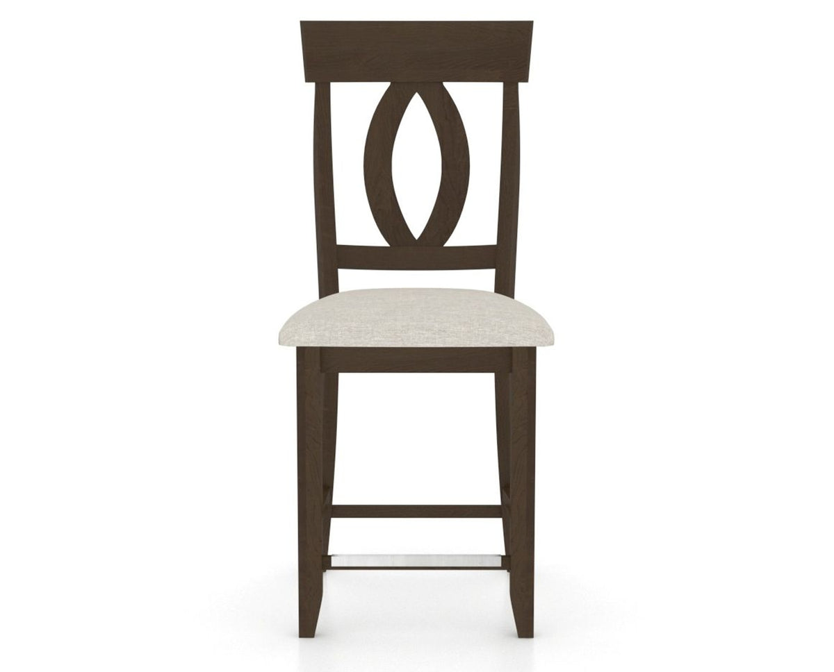 Canadel Upholstered Counter Stool 8100 in TB Fabric and 29 Hazelnut Washed and Fixed Base, front view
