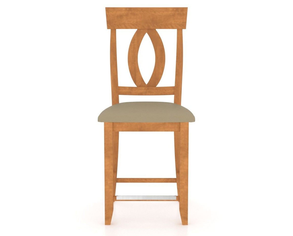 Canadel Upholstered Counter Stool 8100 in XY Faux Leather and 01 Honey Washed and Fixed Base, front view