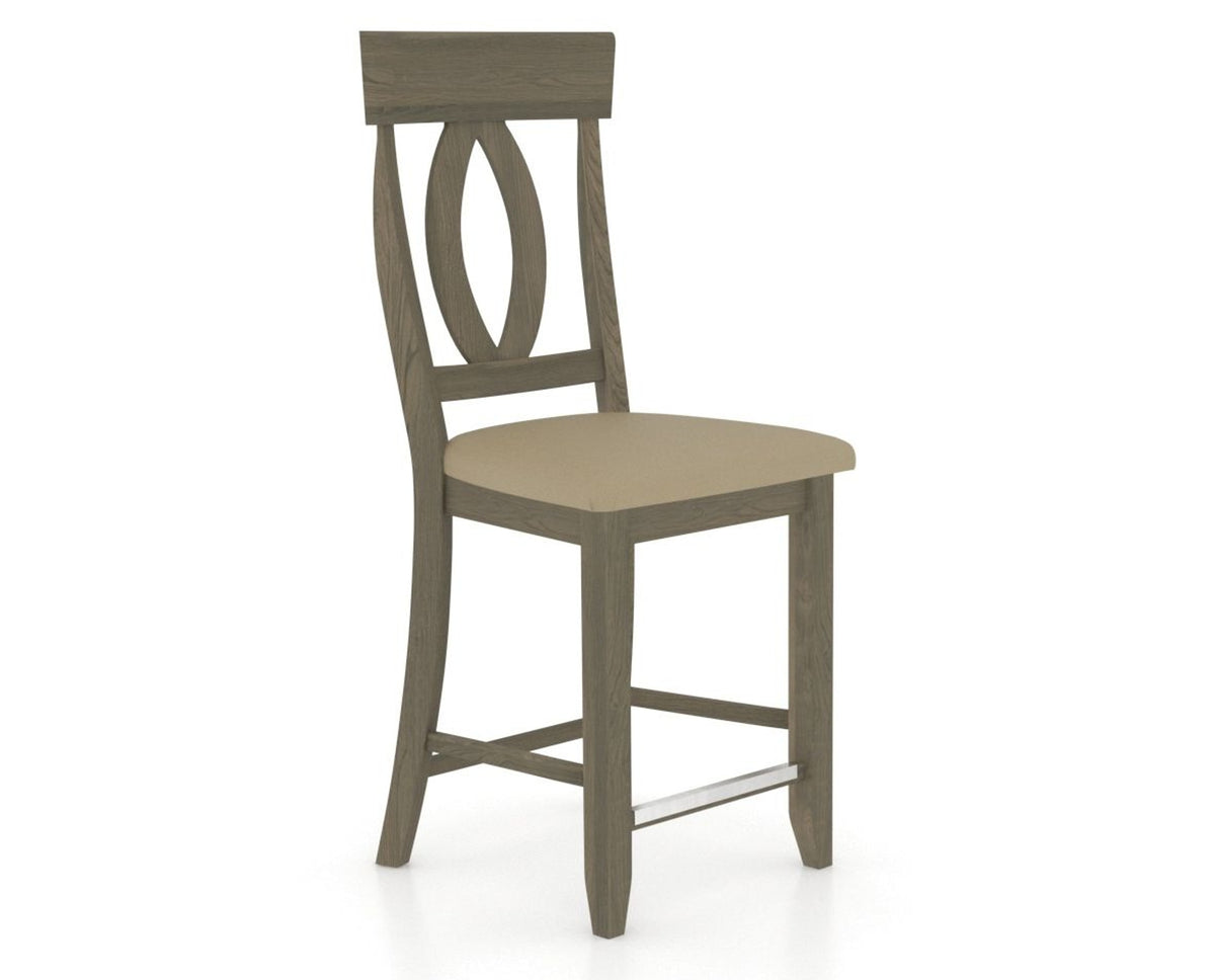 Canadel Upholstered Counter Stool 8100 in XY Faux Leather and 08 Shadow and Fixed Base, three-quarter view