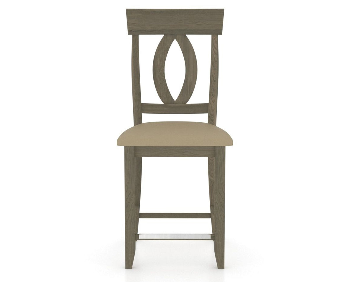 Canadel Upholstered Counter Stool 8100 in XY Faux Leather and 08 Shadow and Fixed Base, front view