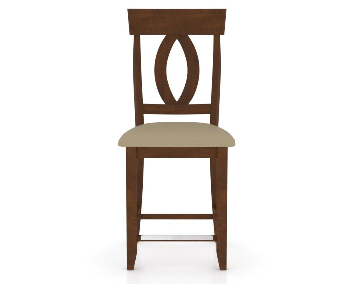 Canadel Upholstered Counter Stool 8100 in XY Faux Leather and 19 Cognac Washed and Fixed Base, front view
