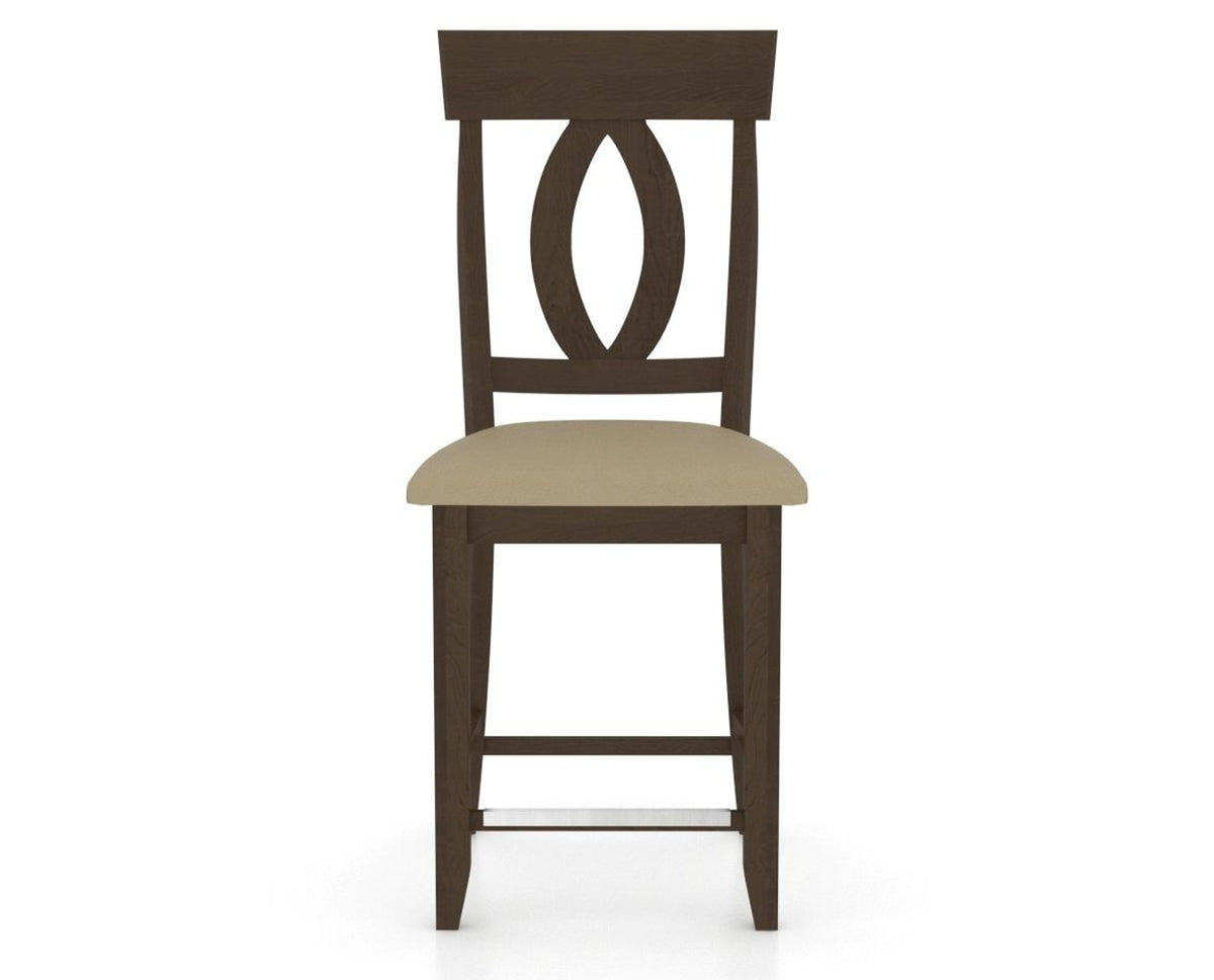 Canadel Upholstered Counter Stool 8100 in XY Faux Leather and 29 Hazelnut Washed and Fixed Base, front view