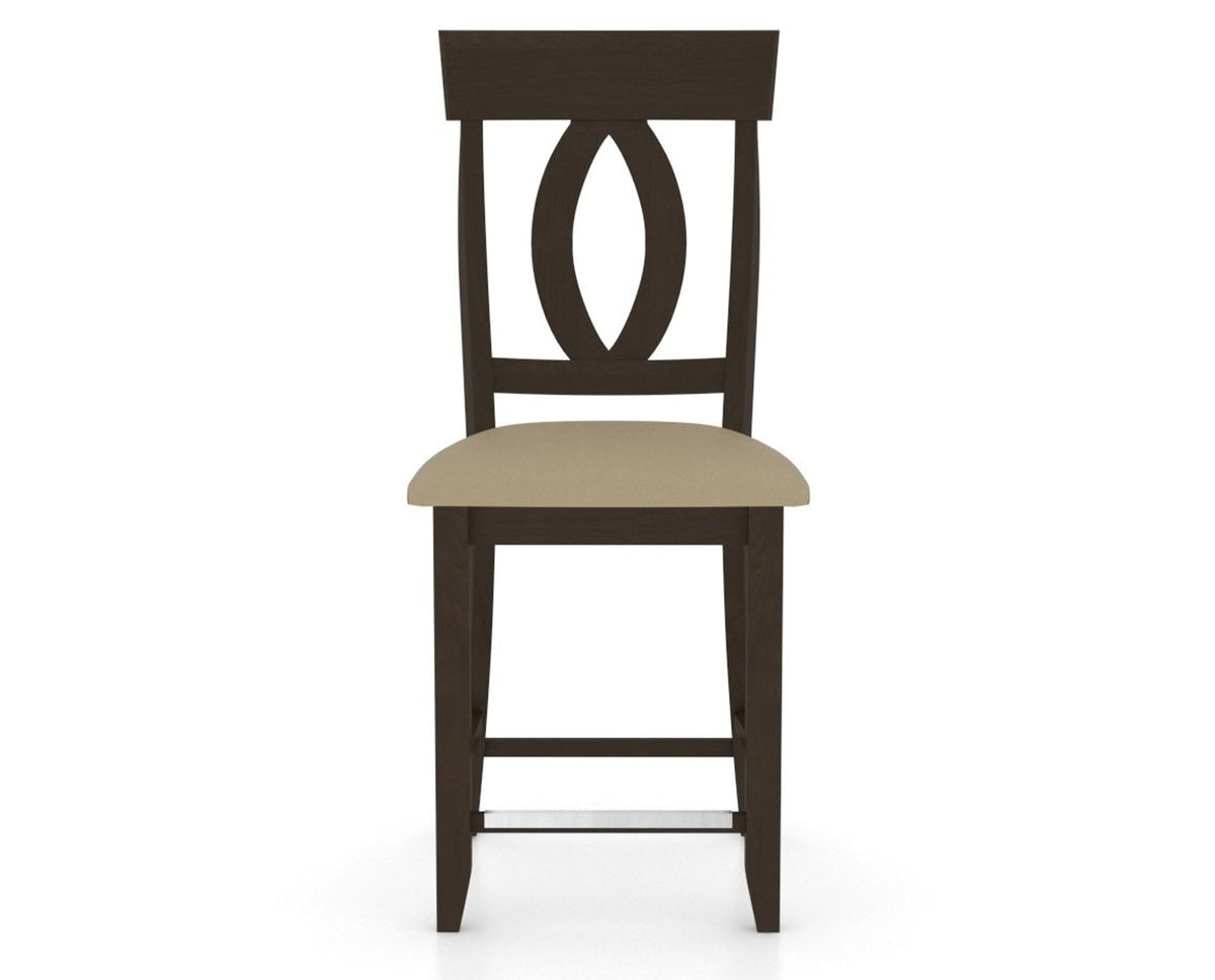 Canadel Upholstered Counter Stool 8100 in XY Faux Leather and 59 Davy's Grey and Fixed Base, front view