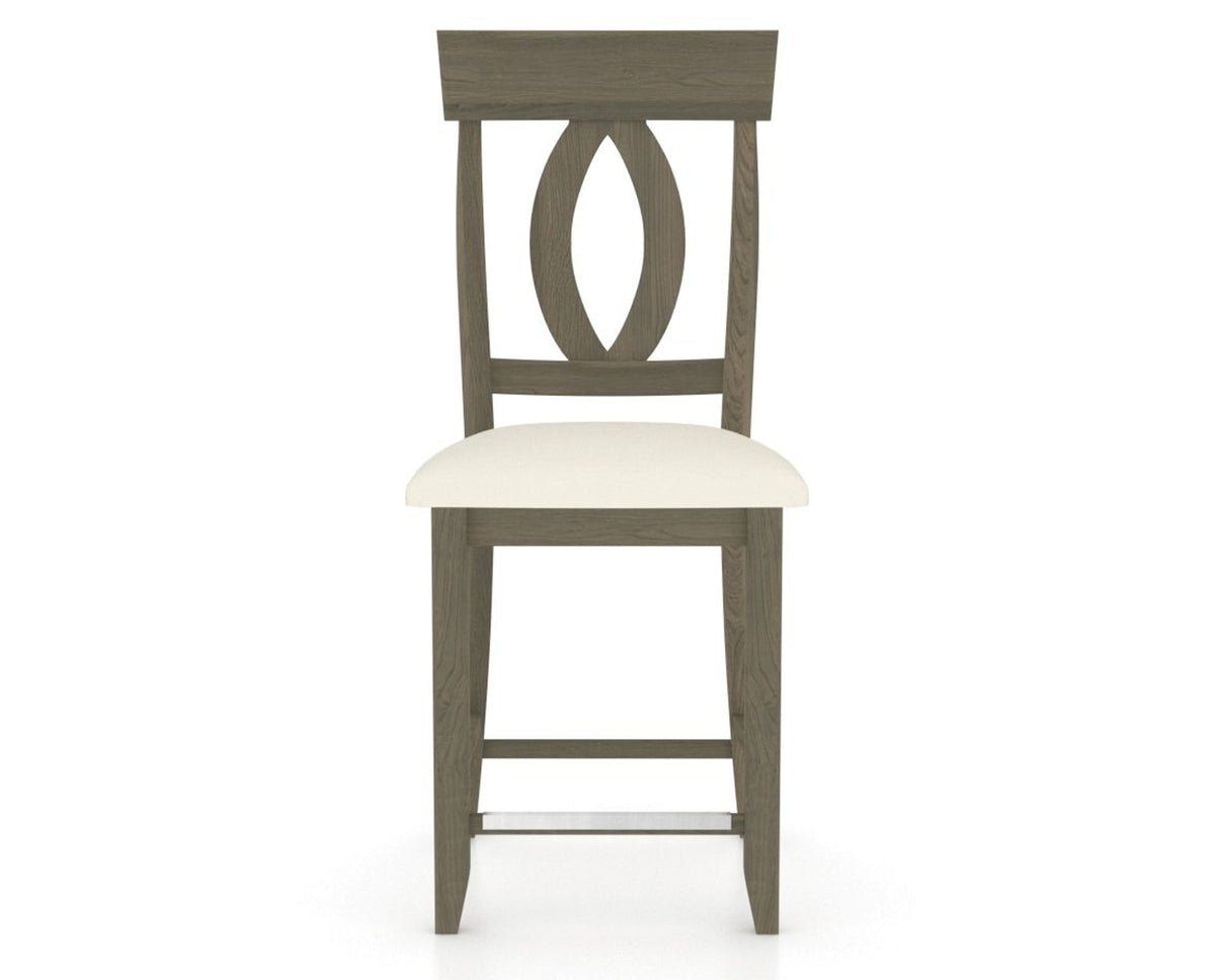 Canadel Upholstered Counter Stool 8100 in YJ Faux Leather and 08 Shadow and Fixed Base, front view