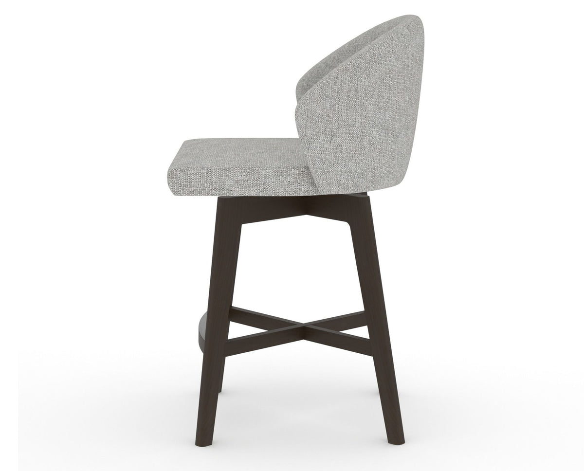 Canadel Downtown Point Counter Stool in Davy's Grey, 7C Fabric, side view