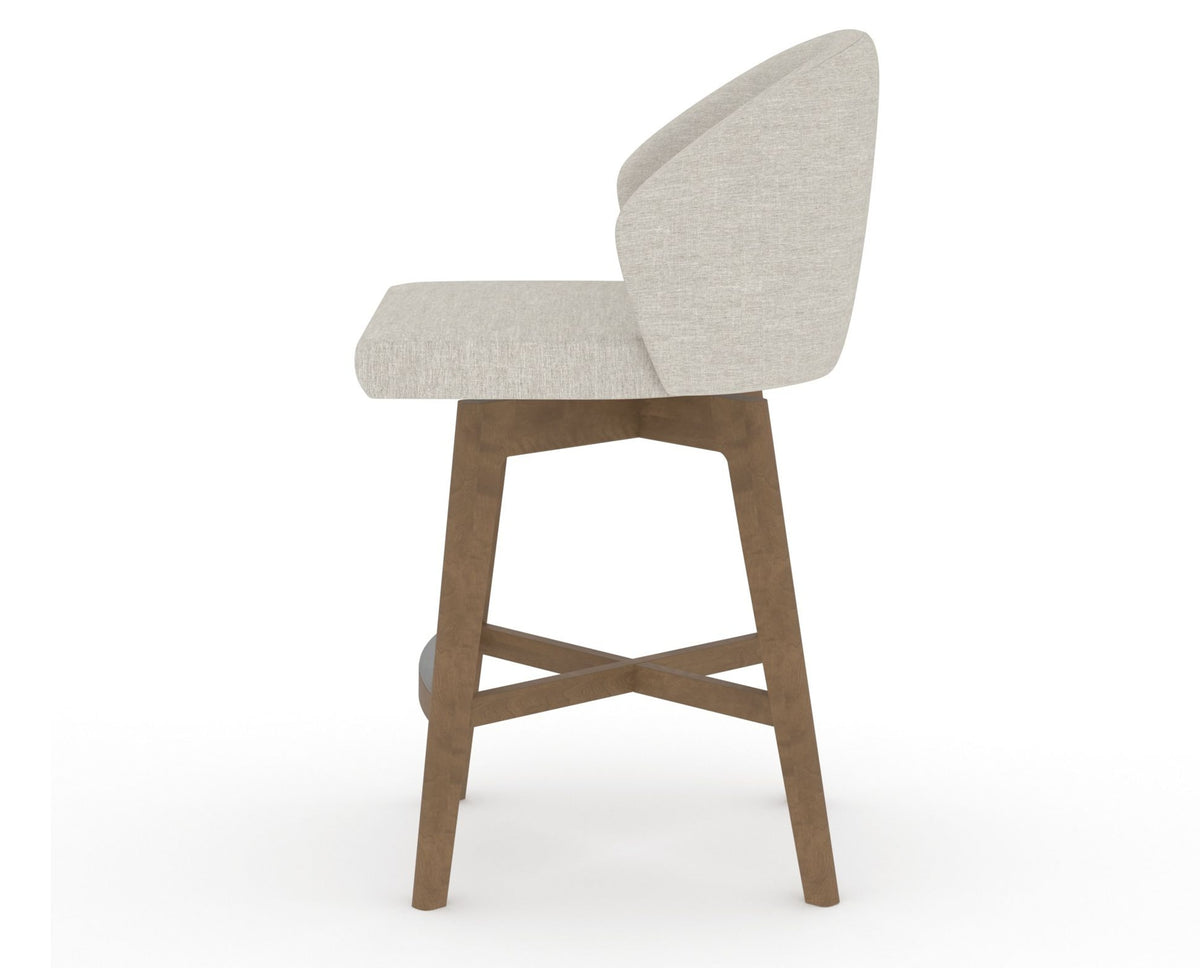 Canadel Downtown Point Counter Stool in Pecan Washed, TB Fabric, side view