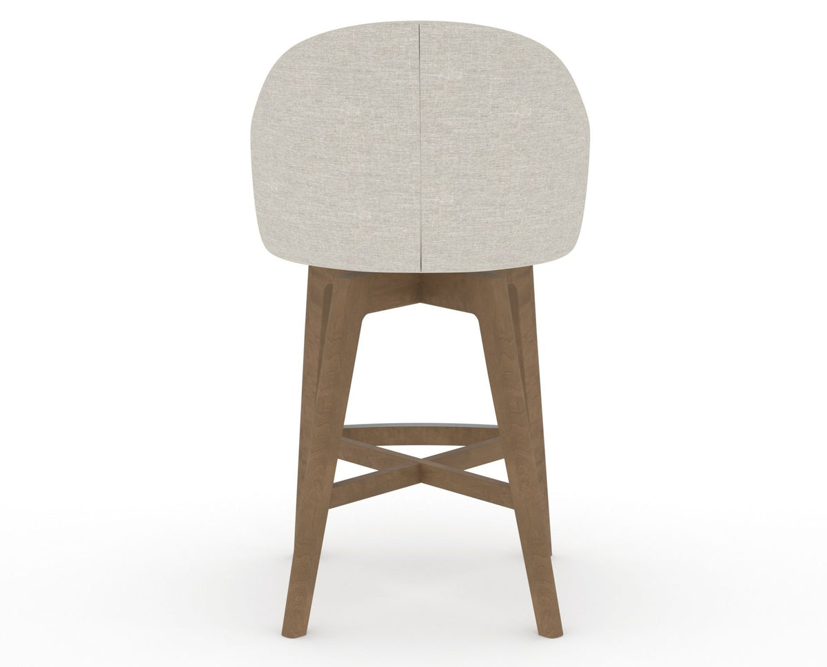 Canadel Downtown Point Counter Stool in Pecan Washed, TB Fabric, back view
