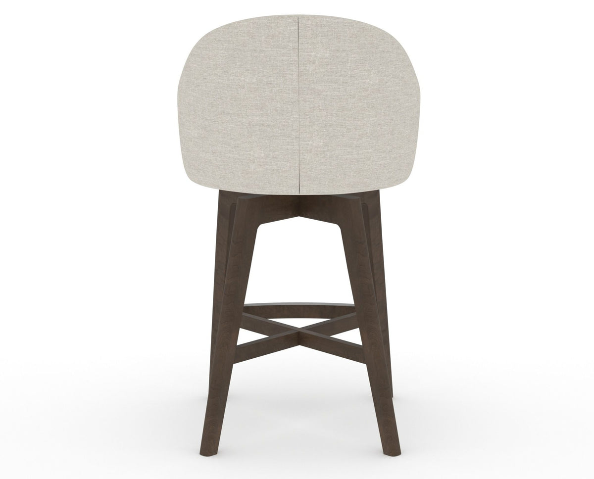 Canadel Downtown Point Counter Stool in Hazelnut Washed, TB Fabric, back view